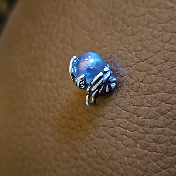 Vintage ICC Sterling Silver Rose Irridescent Gem Globe Fairycore Charm Pendant - Picture 2 of 7